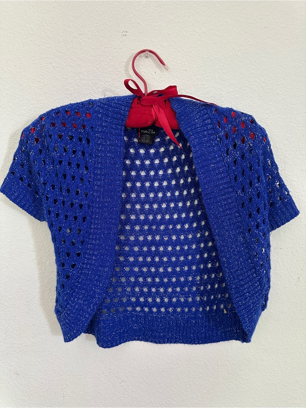 Rue21 Royal Blue & Sparkle-Knit Short Sleeve Cardigan jacket Cover